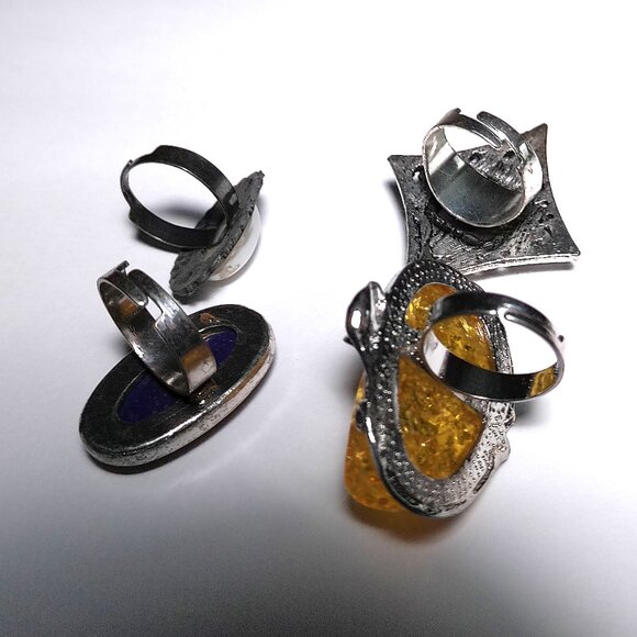 Rings set of 4 adjustable size chunky stylish fashion jewelry - Picture 5 of 6
